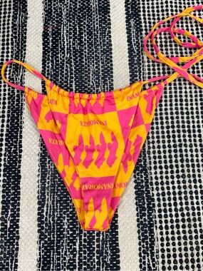 Inamorata Orpheus Bikini Bottom in Pink Saffron Check Small